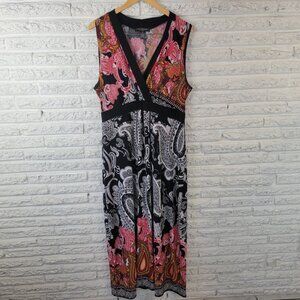 Elie McCarthy Womens Dress 1X Plus Sheath Midi Sleeveless Red PAI27E